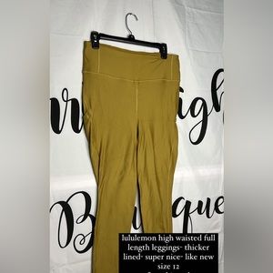 lululemon full length green leggings like new size 12